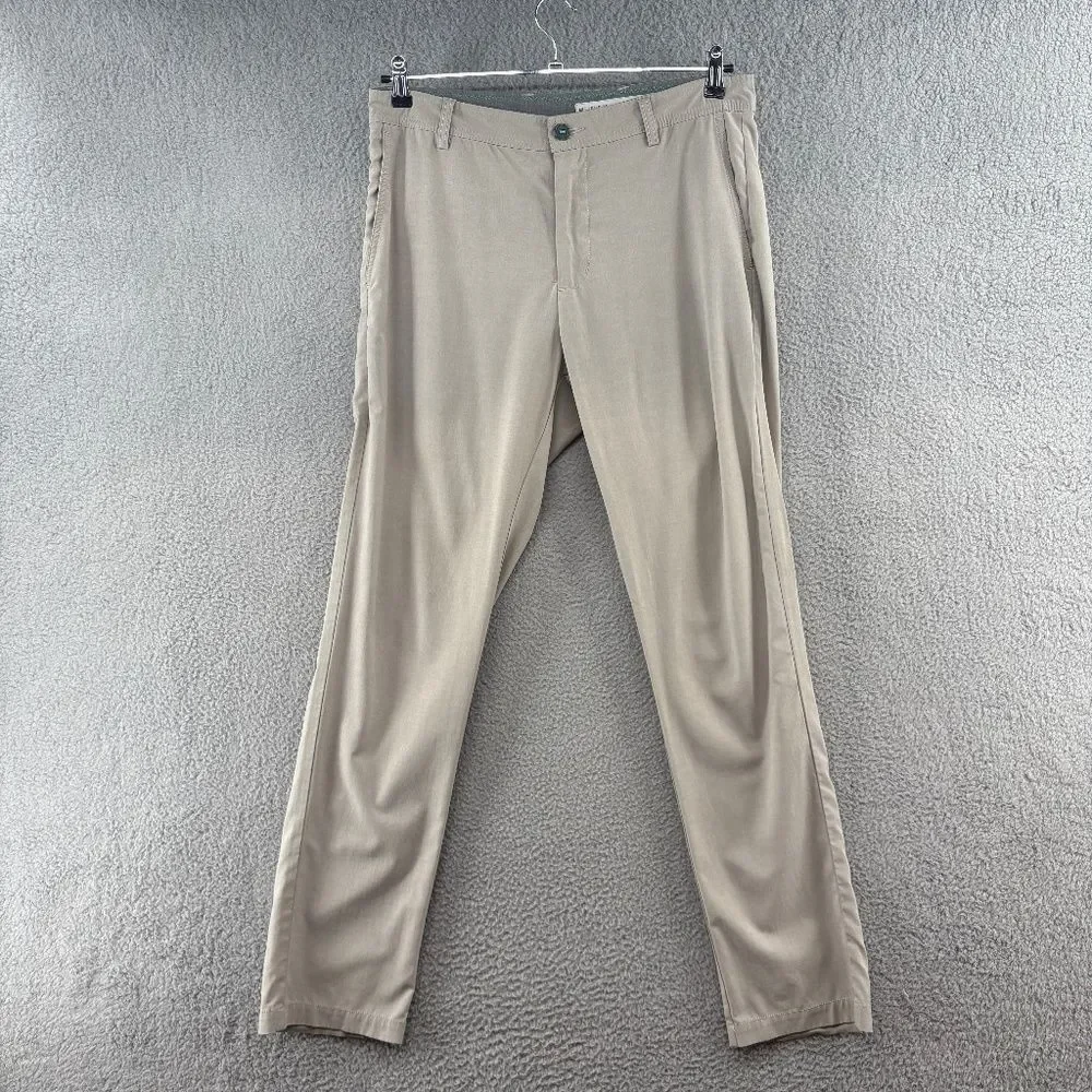 LinkSoul John Ashworth Men’s 34 Khaki Golf Pants Stretch Performance Flat Front